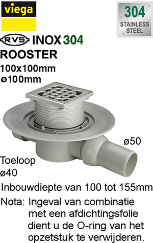 557119 VIEGA ADV.VLOERAFV  100  x 100 í50MM/í40MM 557119