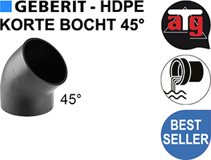 368.045.16.1 GEB HDPE AFV BOCHT KORT  45ø í125MM  368.045.16.1