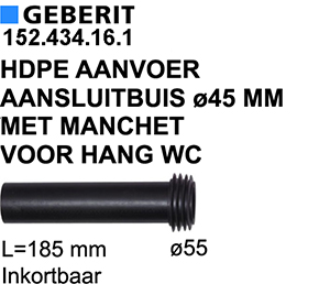 152.434.16.1 GEB_HANG WC_AANSL.SOK PE í45 L=185  *152.434.16.1