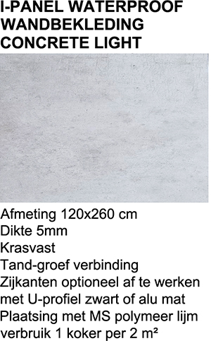 E50260868A90XMS I-PANEL WANDBEKLEDINGPAN 120x260CM CONCRETE LIGHT